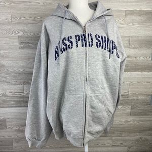 NWT Bass Pro Shops Full Zip Up Gray Hoodie Sweater